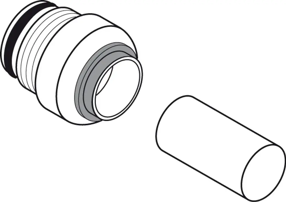 Anschlussadapter von Ideal Standard, bestehend aus einem Gewinde mit Dichtungsring und einem zylindrischen Anschlussstück.